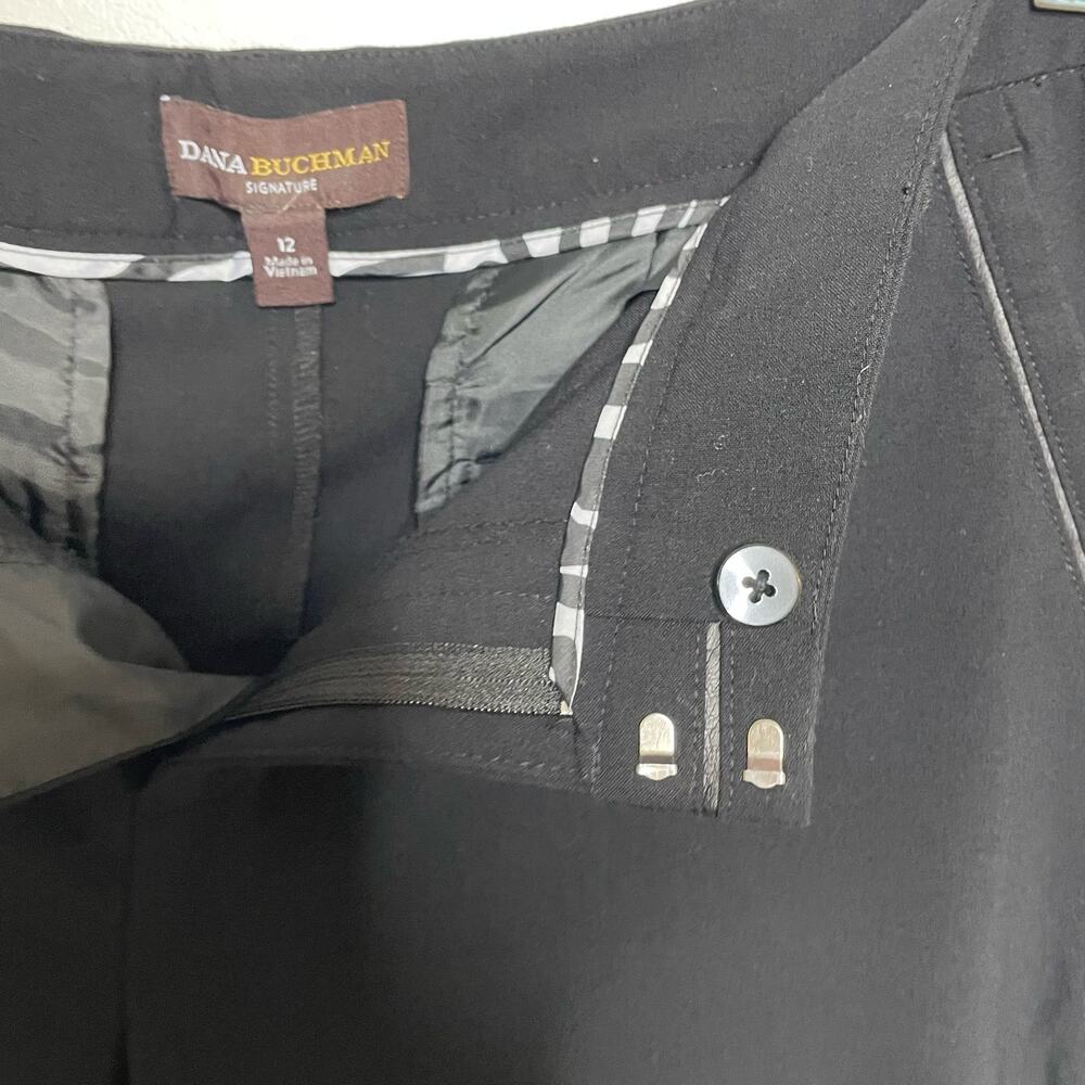 Dana Buchman Bootcut Pants‎ Trouser High Rise Flat Front Flared Leg Black 12 - Picture 7 of 12